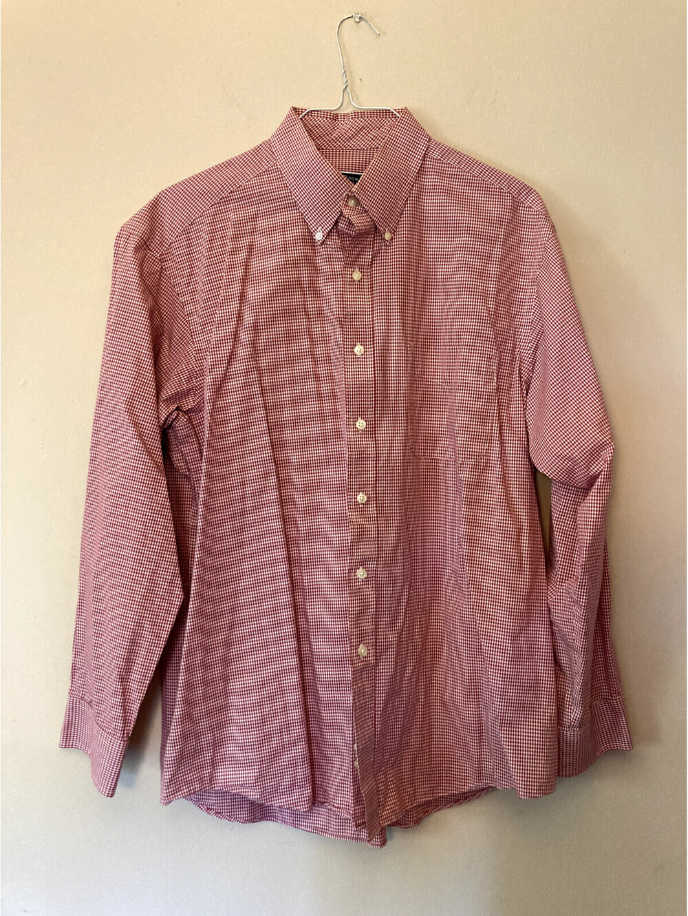 Club Room Red & White Check Long Sleeved Shirt - size 17